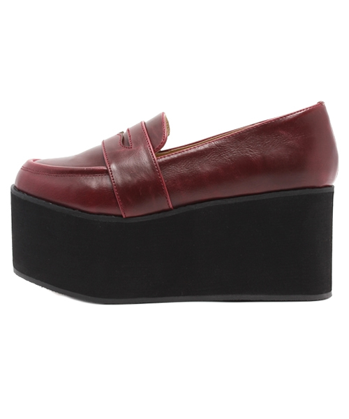 WEGO（ウィゴー）の「WEGO/フェイクレザー厚底ローファー（ドレスシューズ・レディース・ホワイト/ブラック/ワイン・24.5/23.5）」の6枚目の写真