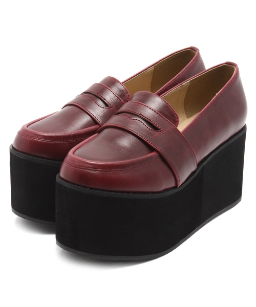WEGO（ウィゴー）の「WEGO/フェイクレザー厚底ローファー（ドレスシューズ・レディース・ホワイト/ブラック/ワイン・24.5/23.5）」の12枚目の写真