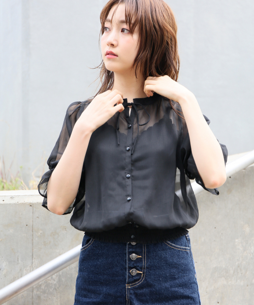 Heather（ヘザー）の「シフォンヨウリュウハイネックブラウス　834076（シャツ/ブラウス・レディース・ベージュ/ホワイト/ブラック・FREE）」の3枚目の写真