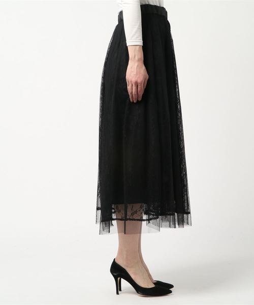 STYLEBLOCK(スタイルブロック)の「オーバーチュールレーステープベルトロング丈フレアプリーツスカート(スカート・レディース・ホワイト/ブラック/ピンク/イエロー/ラベンダー・M)」の7枚目の写真