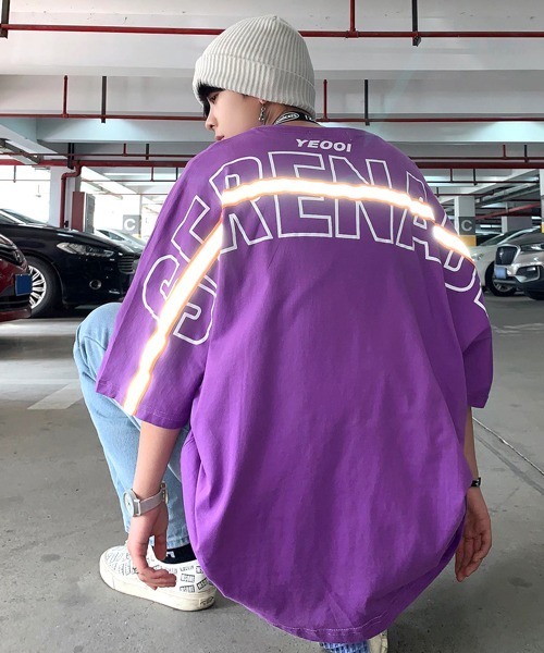neos（ネオス）の「【neos -addictive design-】リフレクターライン バック ビッグロゴプリント ドルマンT（Tシャツ/カットソー・メンズ・ホワイト/ブラック/パープル/ブルー・MEDIUM/LARGE/X-LARGE）」の4枚目の写真