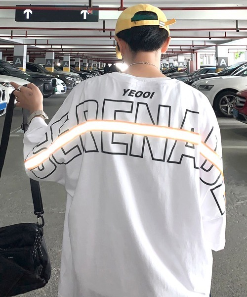 neos（ネオス）の「【neos -addictive design-】リフレクターライン バック ビッグロゴプリント ドルマンT（Tシャツ/カットソー・メンズ・ホワイト/ブラック/パープル/ブルー・MEDIUM/LARGE/X-LARGE）」の8枚目の写真