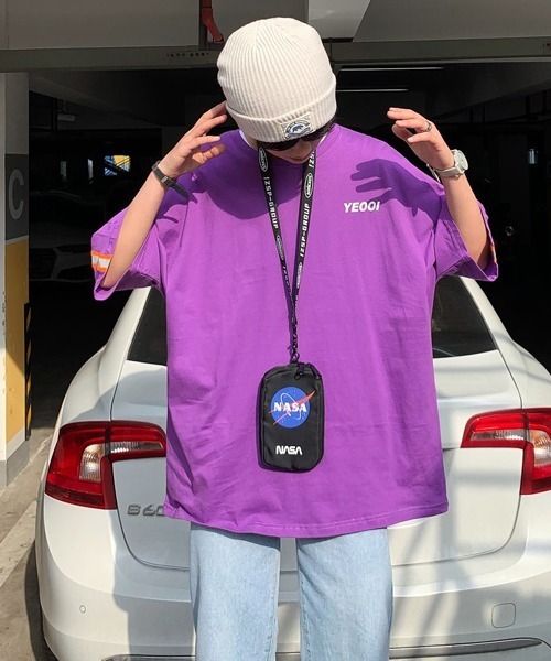 neos（ネオス）の「【neos -addictive design-】リフレクターライン バック ビッグロゴプリント ドルマンT（Tシャツ/カットソー・メンズ・ホワイト/ブラック/パープル/ブルー・MEDIUM/LARGE/X-LARGE）」の16枚目の写真