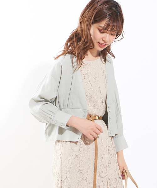 natural couture(ナチュラルクチュール)の「羽織りにもなるショートブラウス(シャツ/ブラウス・レディース・ブラック/ベージュ/ライトベージュ/ミント・FREE)」の1枚目の写真