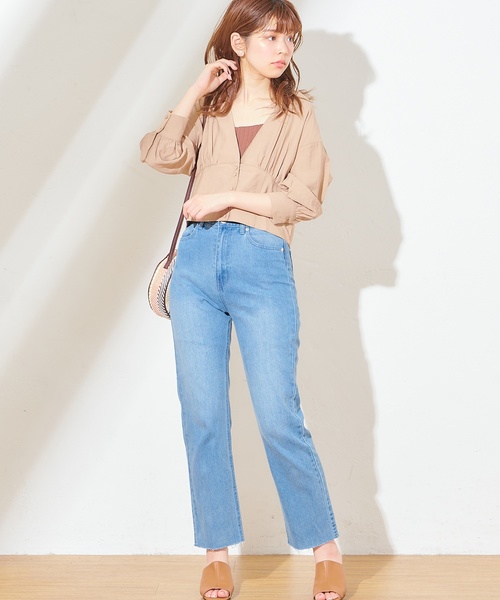 natural couture(ナチュラルクチュール)の「羽織りにもなるショートブラウス(シャツ/ブラウス・レディース・ブラック/ベージュ/ライトベージュ/ミント・FREE)」の8枚目の写真