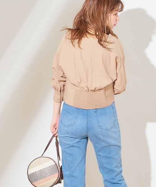 natural couture(ナチュラルクチュール)の「羽織りにもなるショートブラウス(シャツ/ブラウス・レディース・ブラック/ベージュ/ライトベージュ/ミント・FREE)」の9枚目の写真