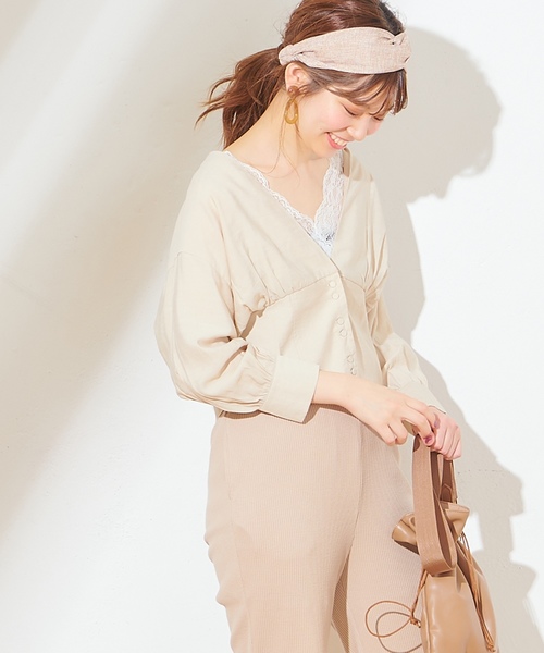 natural couture(ナチュラルクチュール)の「羽織りにもなるショートブラウス(シャツ/ブラウス・レディース・ブラック/ベージュ/ライトベージュ/ミント・FREE)」の13枚目の写真