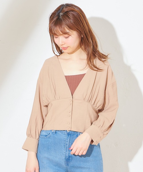natural couture(ナチュラルクチュール)の「羽織りにもなるショートブラウス(シャツ/ブラウス・レディース・ブラック/ベージュ/ライトベージュ/ミント・FREE)」の14枚目の写真