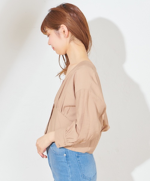 natural couture(ナチュラルクチュール)の「羽織りにもなるショートブラウス(シャツ/ブラウス・レディース・ブラック/ベージュ/ライトベージュ/ミント・FREE)」の15枚目の写真