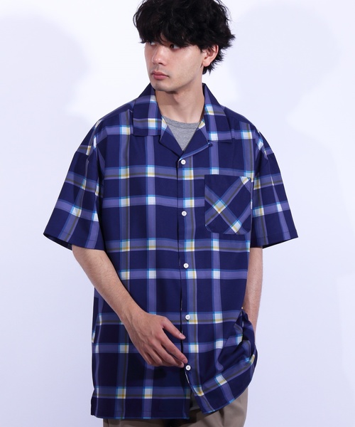 8(eight)(エイト)の「チェック 半袖シャツ ビッグシルエット(シャツ/ブラウス・メンズ・ブラック/ベージュ/ネイビー/グレー/キャメル・MEDIUM/LARGE)」の1枚目の写真