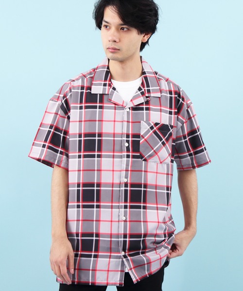 8(eight)(エイト)の「チェック 半袖シャツ ビッグシルエット(シャツ/ブラウス・メンズ・ブラック/ベージュ/ネイビー/グレー/キャメル・MEDIUM/LARGE)」の3枚目の写真