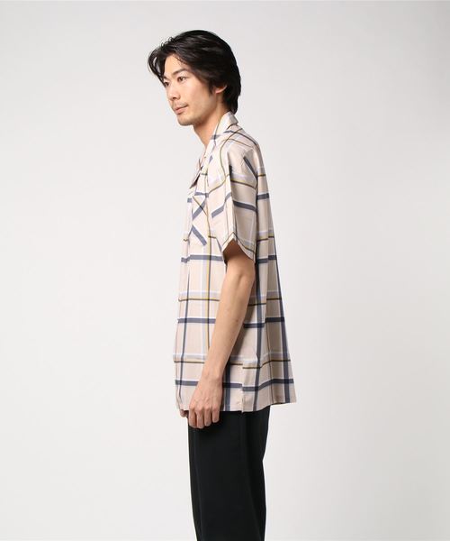 8(eight)(エイト)の「チェック 半袖シャツ ビッグシルエット(シャツ/ブラウス・メンズ・ブラック/ベージュ/ネイビー/グレー/キャメル・MEDIUM/LARGE)」の6枚目の写真