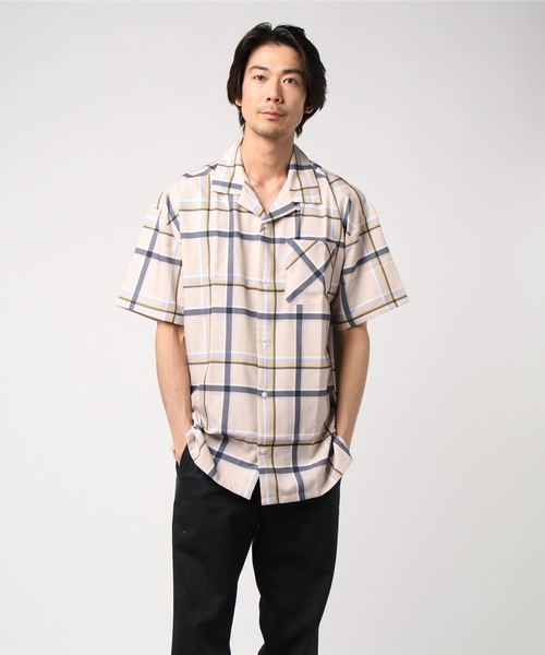 8(eight)(エイト)の「チェック 半袖シャツ ビッグシルエット(シャツ/ブラウス・メンズ・ブラック/ベージュ/ネイビー/グレー/キャメル・MEDIUM/LARGE)」の11枚目の写真