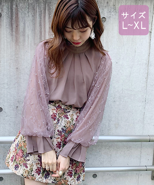 apres jour(アプレジュール)の「【大きいサイズ】パールレースハイネックブラウス【ZOZOTOWN限定アイテム】(シャツ/ブラウス・レディース・ブラック/オフホワイト/モカ・X-LARGE)」の5枚目の写真