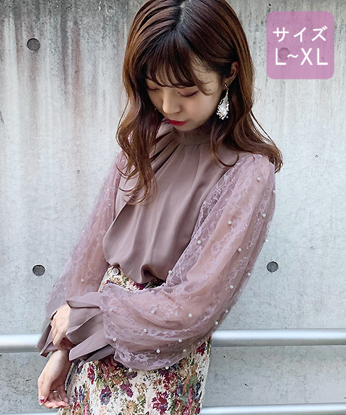 apres jour(アプレジュール)の「【大きいサイズ】パールレースハイネックブラウス【ZOZOTOWN限定アイテム】(シャツ/ブラウス・レディース・ブラック/オフホワイト/モカ・X-LARGE)」の6枚目の写真