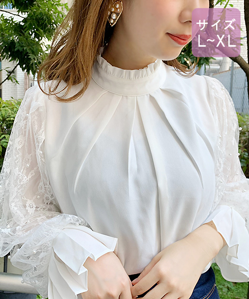 apres jour(アプレジュール)の「【大きいサイズ】パールレースハイネックブラウス【ZOZOTOWN限定アイテム】(シャツ/ブラウス・レディース・ブラック/オフホワイト/モカ・X-LARGE)」の16枚目の写真