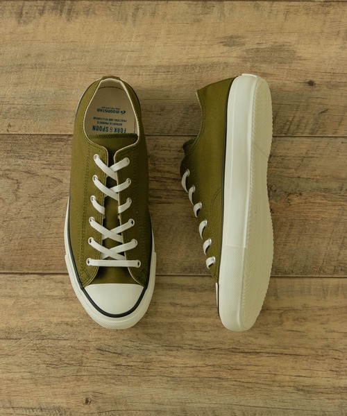 MoonStar（ムーンスター）の「MOONSTAR×FORK&SPOON　LOWBASKET（スニーカー・メンズ・オリーブ/オレンジ系その他・26/27/26.5）」の2枚目の写真