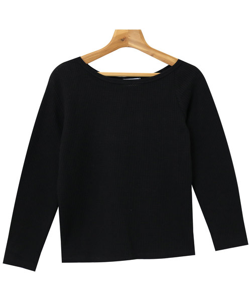 andme(アンドミー)の「ワッフル長袖アシメネックTシャツ(Tシャツ/カットソー・レディース・ブラック/ベージュ/オフホワイト/グレー系その他/カーキ・M/L)」の13枚目の写真