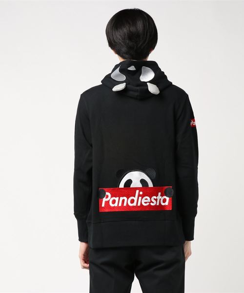 ディアヴォーカリスト　パンダパーカー ブラック 【PANDIESTA JAPAN】バイカーパンダフルZIPパーカー