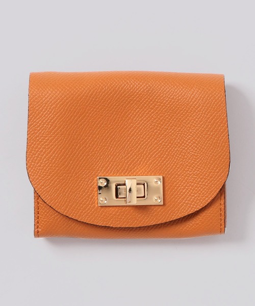 florist（フローリスト）の「牛革ラウンドフラップ二つ折り財布（財布・レディース・ブラック/ブラウン/グレー/レッド/ブルー/キャメル/グレイッシュベージュ/グリーン・FREE）」の2枚目の写真