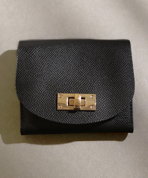 florist（フローリスト）の「牛革ラウンドフラップ二つ折り財布（財布・レディース・ブラック/ブラウン/グレー/レッド/ブルー/キャメル/グレイッシュベージュ/グリーン・FREE）」の3枚目の写真