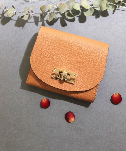 florist（フローリスト）の「牛革ラウンドフラップ二つ折り財布（財布・レディース・ブラック/ブラウン/グレー/レッド/ブルー/キャメル/グレイッシュベージュ/グリーン・FREE）」の9枚目の写真