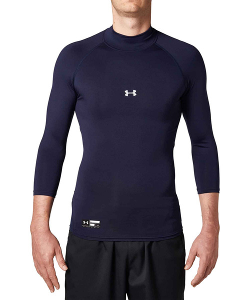 UNDER ARMOUR(アンダーアーマー)の「UAヒートギアアーマー コンプレッション 3/4モックネック シャツ(ベースボール/メンズ)(Tシャツ/カットソー・メンズ・ネイビー/ブラック/ダークネイビー・MD/XL/LG/SM/XXL/3XL)」の2枚目の写真