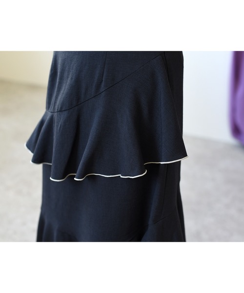 Eimee Law（エイミーロウ）の「メロウデザインリネンライクSK（スカート・レディース・チャコールグレー/ベージュ/ブルー・38）」の19枚目の写真