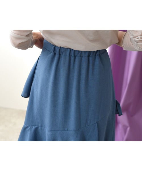 Eimee Law（エイミーロウ）の「メロウデザインリネンライクSK（スカート・レディース・チャコールグレー/ベージュ/ブルー・38）」の15枚目の写真