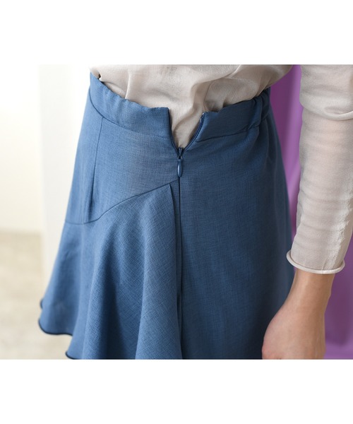 Eimee Law（エイミーロウ）の「メロウデザインリネンライクSK（スカート・レディース・チャコールグレー/ベージュ/ブルー・38）」の10枚目の写真