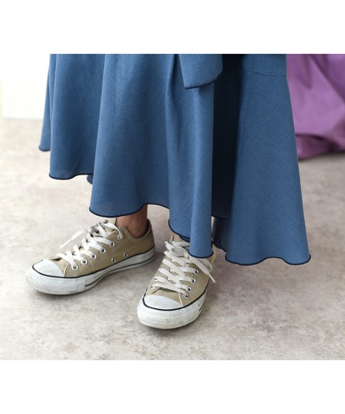 Eimee Law（エイミーロウ）の「メロウデザインリネンライクSK（スカート・レディース・チャコールグレー/ベージュ/ブルー・38）」の11枚目の写真