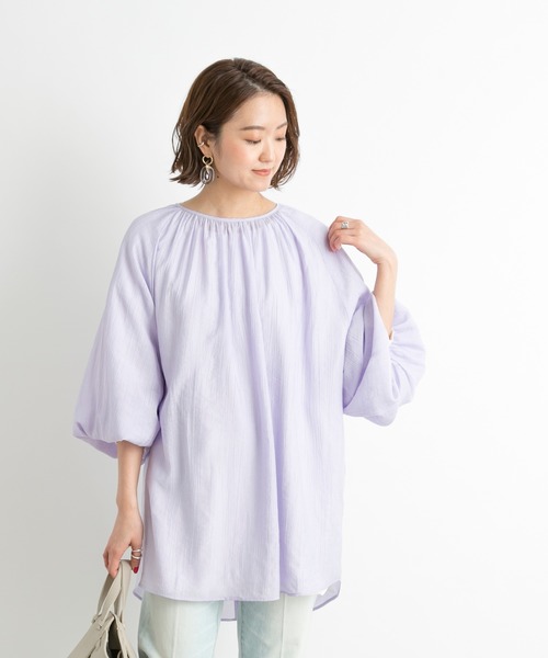 DouDou（ドゥドゥ）の「バックオープンギャザーブラウス（シャツ/ブラウス・レディース・ベージュ/オフホワイト/ラベンダー・FREE）」の11枚目の写真