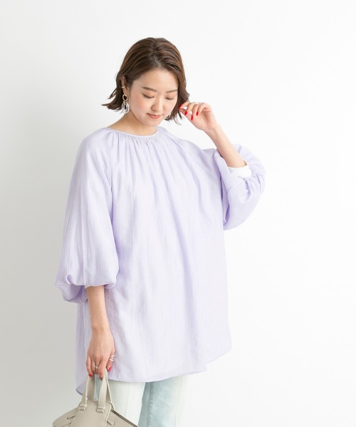 DouDou（ドゥドゥ）の「バックオープンギャザーブラウス（シャツ/ブラウス・レディース・ベージュ/オフホワイト/ラベンダー・FREE）」の19枚目の写真