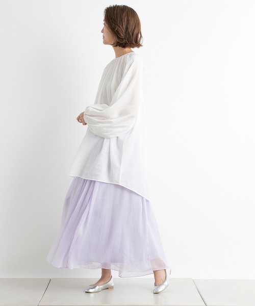 DouDou（ドゥドゥ）の「バックオープンギャザーブラウス（シャツ/ブラウス・レディース・ベージュ/オフホワイト/ラベンダー・FREE）」の20枚目の写真