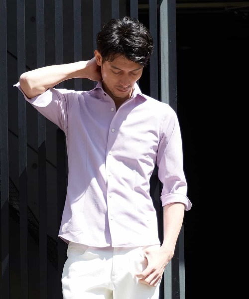 MICHEL KLEIN HOMME (ミッシェルクランオム)の「シャツ(ロジェ)(シャツ/ブラウス・メンズ・ライトパープル/ダークネイビー/ベージュ/ライトブルー・46/48/51/52)」の4枚目の写真