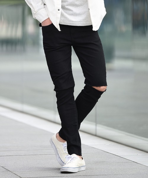 JOKER(ジョーカー)の「ストレッチダメージスキニーパンツ(その他パンツ・メンズ・ホワイト/ブラック・L/XL/M)」の2枚目の写真