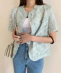 Jewelobe | ツイードショートジャケット(ノーカラージャケット)