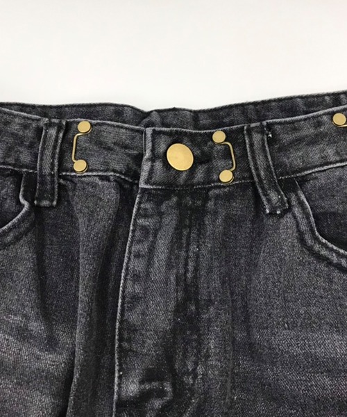レディース ハイウエスト＆タックのルーズデニムパンツ ワイド