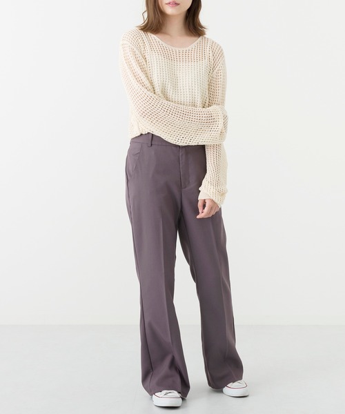 Ambre Neige（アンブルネージュ）の「透かし編みニットトップス／シアーニット／メッシュニット／【WEB/EC限定商品】（ニット/セーター・レディース・アイボリー/ダークブラウン・FREE）」の6枚目の写真