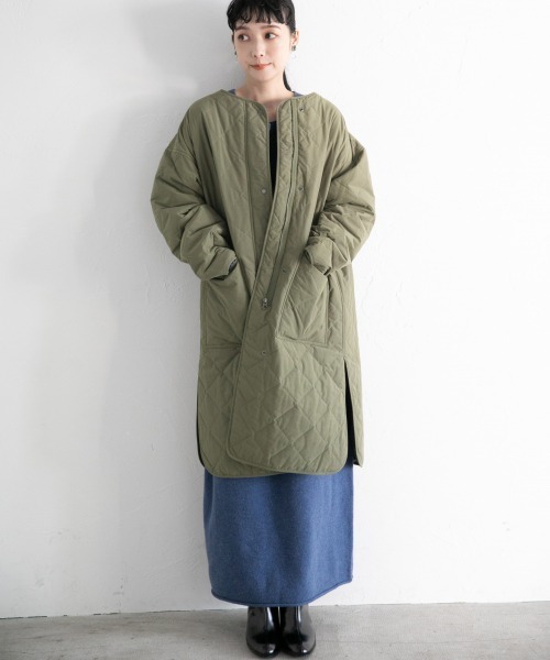 LOWRYS FARM（ローリーズファーム）の「ロングキルティングコート　917050（その他アウター・レディース・ブラック/ベージュ/カーキ・FREE）」の3枚目の写真