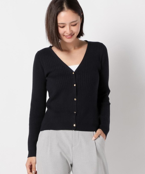 Mew&#39;s - ミューズ 22-080-520-9110 ホワイトブラック バイカラー コーディガン 表記なし MEW'S REFINED CLOTHES（ミューズリファインドクローズ