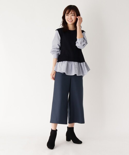 セール】ニットベストレイヤード風オーバーシャツ（シャツ