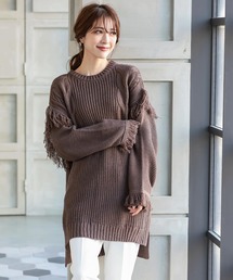 フリンジ付きニットチュニック