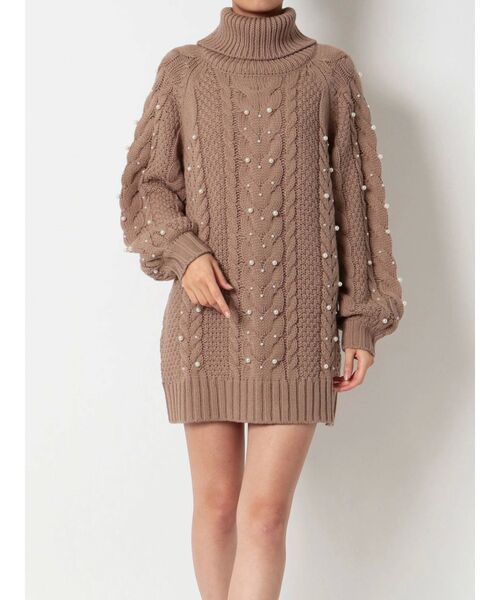 RESEXXY（リゼクシー）の「ビーズケーブルニットワンピース（ワンピース・レディース・ブラック/ピンク/アイボリー・FREE）」の3枚目の写真