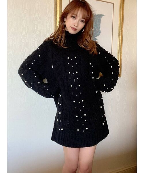 RESEXXY（リゼクシー）の「ビーズケーブルニットワンピース（ワンピース・レディース・ブラック/ピンク/アイボリー・FREE）」の7枚目の写真