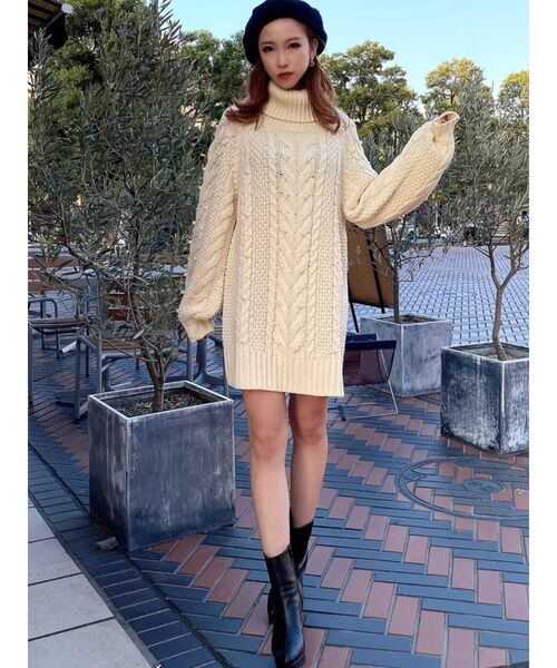 RESEXXY（リゼクシー）の「ビーズケーブルニットワンピース（ワンピース・レディース・ブラック/ピンク/アイボリー・FREE）」の8枚目の写真