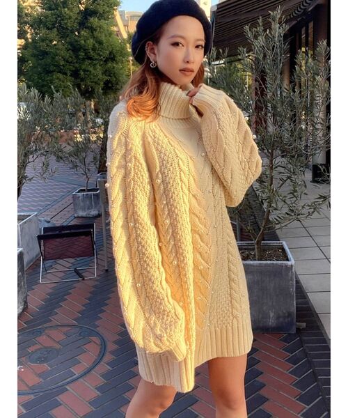 RESEXXY（リゼクシー）の「ビーズケーブルニットワンピース（ワンピース・レディース・ブラック/ピンク/アイボリー・FREE）」の13枚目の写真