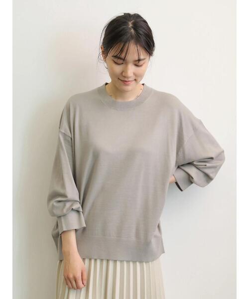 AMERICAN HOLIC（アメリカンホリック）の「クルーネックドロップショルダーニットプルオーバー（ニット/セーター・レディース・ブラック/グレー/カーキ/ブルー/アイボリー/キャメル/テラコッタ・M/L）」の11枚目の写真