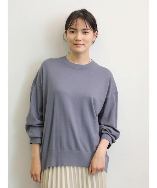 AMERICAN HOLIC（アメリカンホリック）の「クルーネックドロップショルダーニットプルオーバー（ニット/セーター・レディース・ブラック/グレー/カーキ/ブルー/アイボリー/キャメル/テラコッタ・M/L）」の16枚目の写真