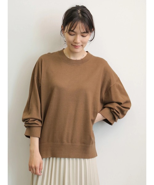 AMERICAN HOLIC（アメリカンホリック）の「クルーネックドロップショルダーニットプルオーバー（ニット/セーター・レディース・ブラック/グレー/カーキ/ブルー/アイボリー/キャメル/テラコッタ・M/L）」の7枚目の写真